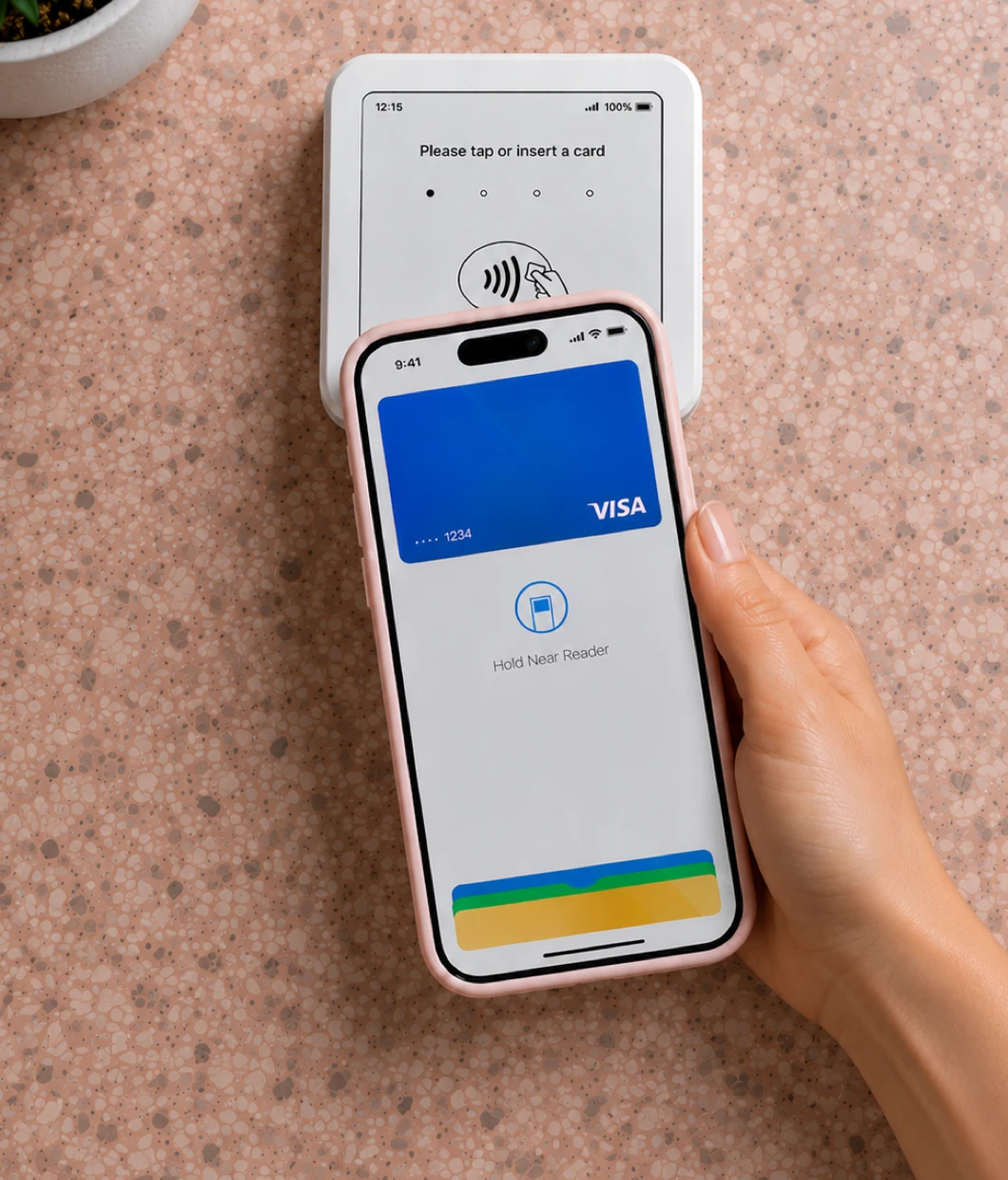 Phone being used for contactless payment
